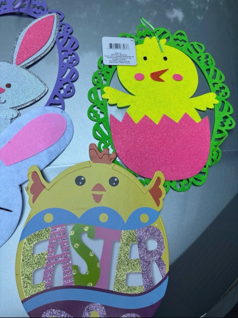 Easter Chick Foam Wall Hanging Decoration - Yellow & Pink